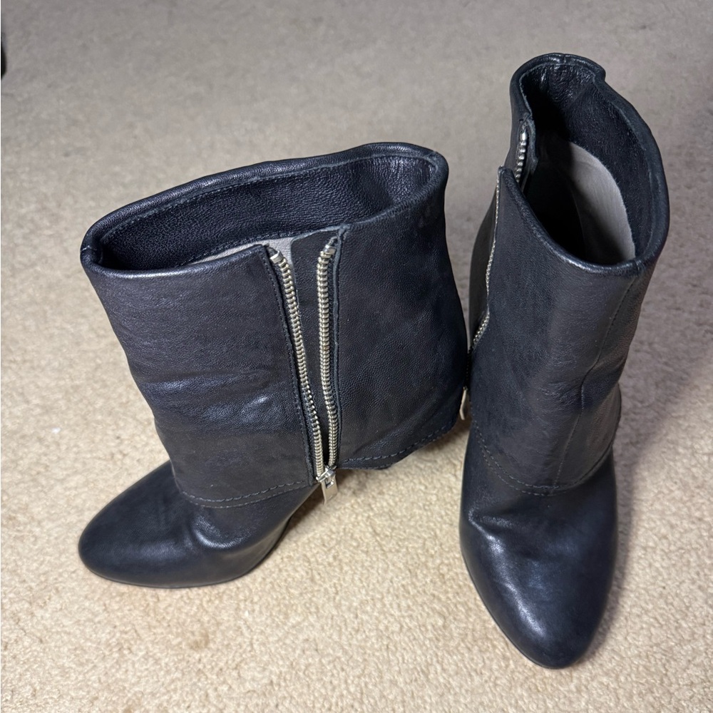 Vince Camuto Black Leather Ankle Boots - Picture 2 of 7